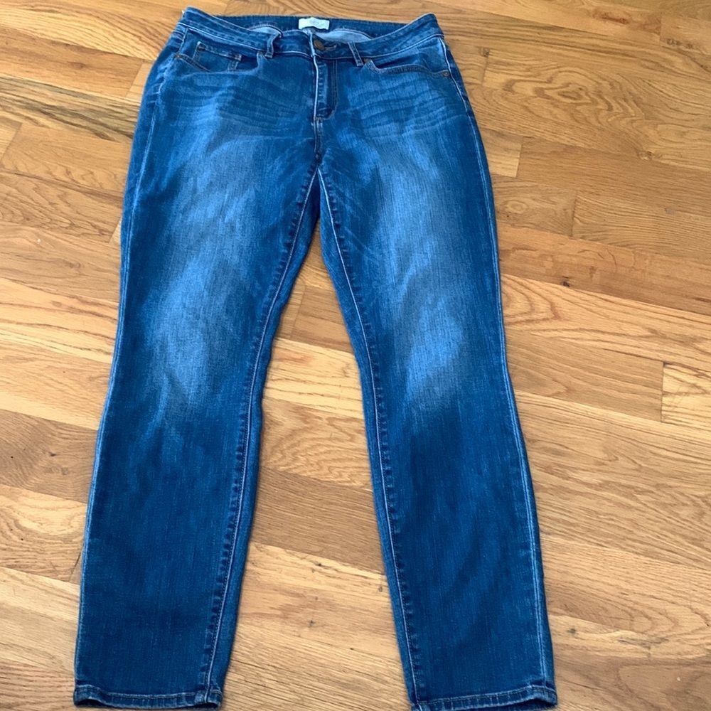 LOFT Curvy Skinny Jeans Size 8 Medium Wash Denim Stretch Cotton Blend 15.5x29